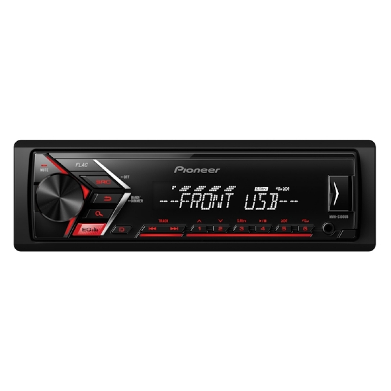 Pioneer MVH-S100UB Автомобильный  USB ресивер, с поддержкой Android-смартфонов , FLAC , 4X50 Вт, красная подсветка кнопок