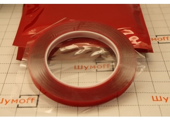 Двухсторонний скотч PILOT 5м х 9мм (красный лайнер) акриловый