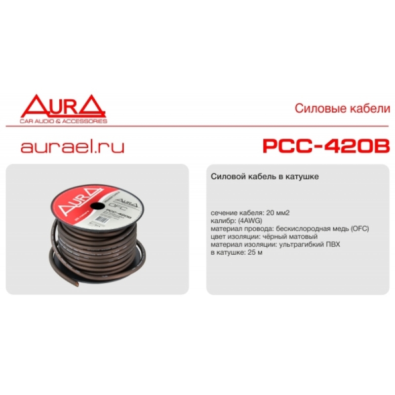 AURA PCС-420B силовой кабель 4Ga (25мм2) бескислородная медь