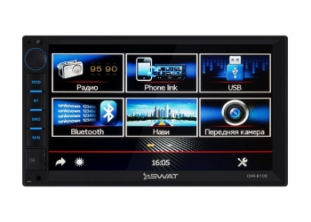 Автомагнитола SWAT CHR-6100, Мультимедиа, 2DIN, 4X40Вт, USB/SD, AUX-вход, Сенсорный экран, Bluetooth, Навигация
