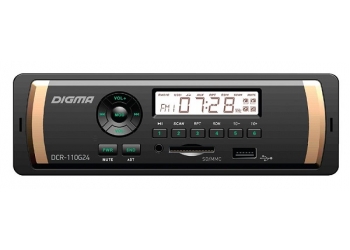 Автомагнитола Digma DCR-110G, 1DIN, 4X45Вт, USB/SD, AUX-вход