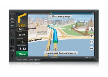 Автомагнитола PROLOGY MPN-450, Мультимедиа, 2DIN, 4X55Вт, USB/SD, AUX-вход, Сенсорный экран, Bluetooth, Навигация