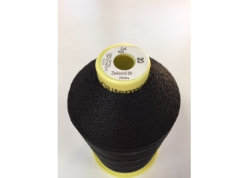 Нитки Gutermann Zwibond 20 ( Гутерманн Звибонд )  цвет 000 Черный, намотка 1300м, Сделано в Германии